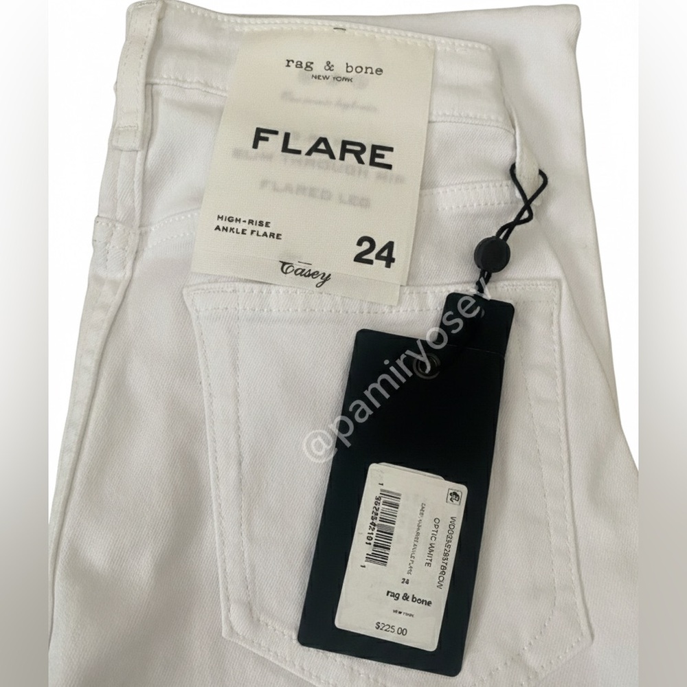 rag & bone Casey Exposed Button High Waist Ankle Flare Jeans (Optic White) - Picture 5 of 13